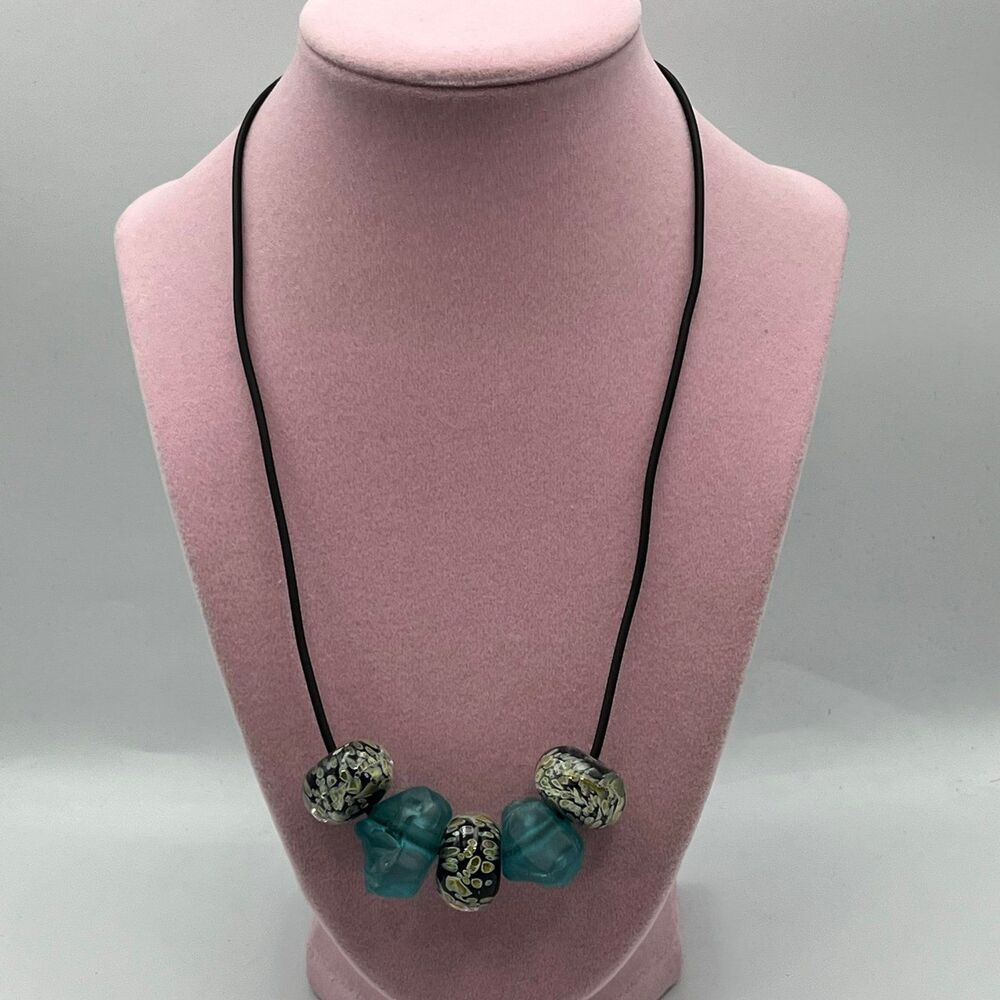 Woman’s Blue sterling murano glass handblown necklace